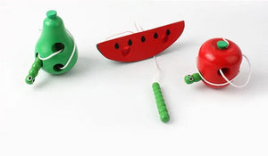 Planet Gates Montessori Toy Worm Eat Fruit Wooden Puzzle Toy Kids Fingers Flexible Training Twisting Worm Educational Toys for Children Gifts