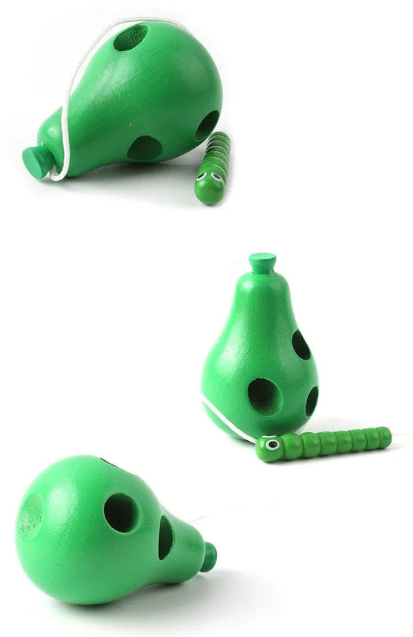 Planet Gates Montessori Toy Worm Eat Fruit Wooden Puzzle Toy Kids Fingers Flexible Training Twisting Worm Educational Toys for Children Gifts