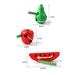 Planet Gates Montessori Toy Worm Eat Fruit Wooden Puzzle Toy Kids Fingers Flexible Training Twisting Worm Educational Toys for Children Gifts