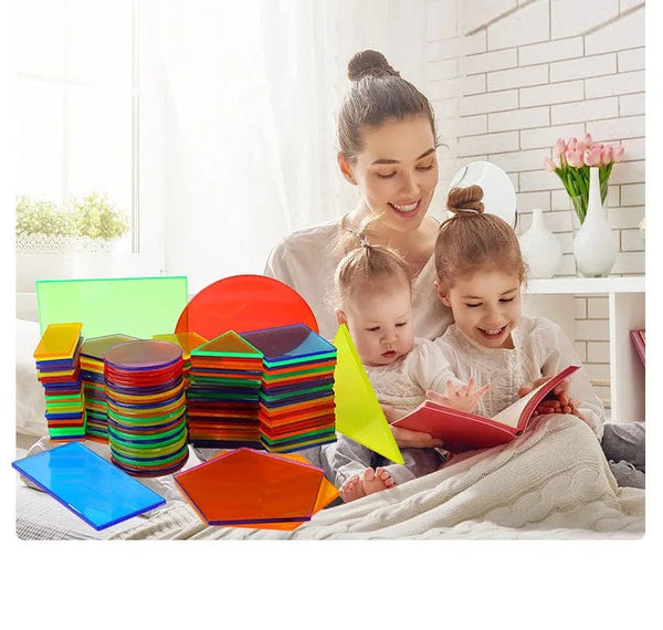 Planet Gates Montessori Translucent Geometric Puzzle Kids Toys Rainbow Blocks DIY Thinking Game Sensory Education Learning Light Table Toys