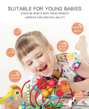 Planet Gates Montessori Wooden Children's Toys Multifunction Beaded Treasure Box Preschool Baby Building Blocks Early Education Kids Toys