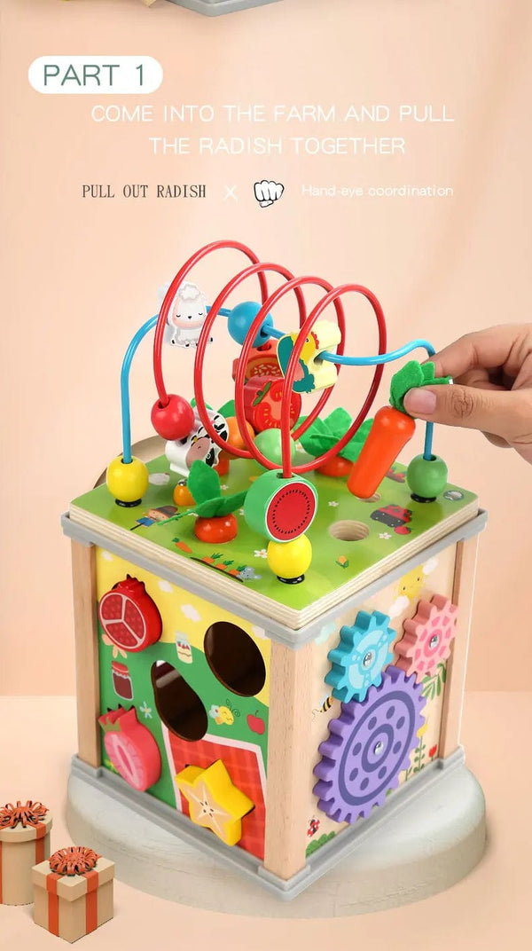 Planet Gates Montessori Wooden Children's Toys Multifunction Beaded Treasure Box Preschool Baby Building Blocks Early Education Kids Toys