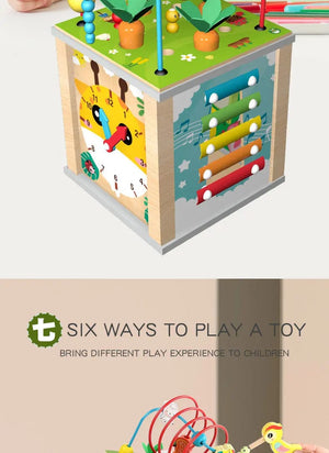 Planet Gates Montessori Wooden Children's Toys Multifunction Beaded Treasure Box Preschool Baby Building Blocks Early Education Kids Toys