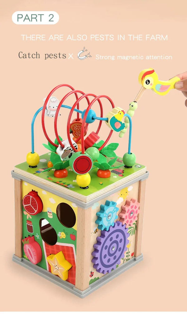 Planet Gates Montessori Wooden Children's Toys Multifunction Beaded Treasure Box Preschool Baby Building Blocks Early Education Kids Toys