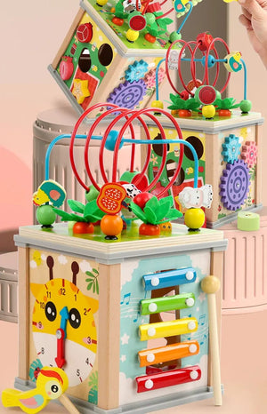 Planet Gates Montessori Wooden Children's Toys Multifunction Beaded Treasure Box Preschool Baby Building Blocks Early Education Kids Toys
