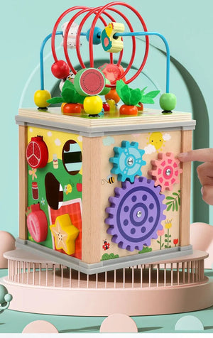 Planet Gates Montessori Wooden Children's Toys Multifunction Beaded Treasure Box Preschool Baby Building Blocks Early Education Kids Toys