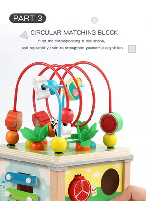 Planet Gates Montessori Wooden Children's Toys Multifunction Beaded Treasure Box Preschool Baby Building Blocks Early Education Kids Toys