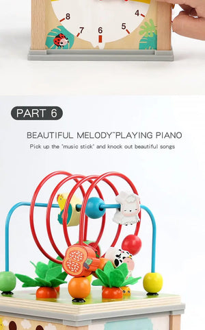 Planet Gates Montessori Wooden Children's Toys Multifunction Beaded Treasure Box Preschool Baby Building Blocks Early Education Kids Toys