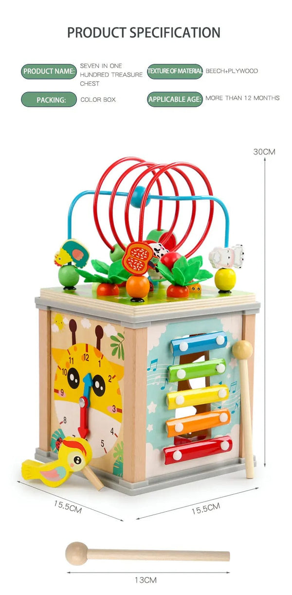 Planet Gates Montessori Wooden Children's Toys Multifunction Beaded Treasure Box Preschool Baby Building Blocks Early Education Kids Toys