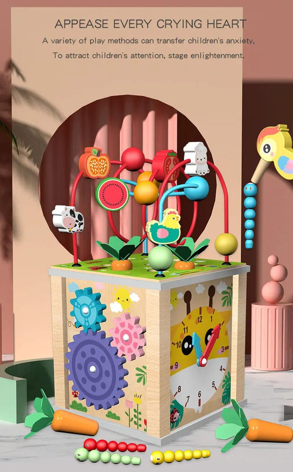 Planet Gates Montessori Wooden Children's Toys Multifunction Beaded Treasure Box Preschool Baby Building Blocks Early Education Kids Toys