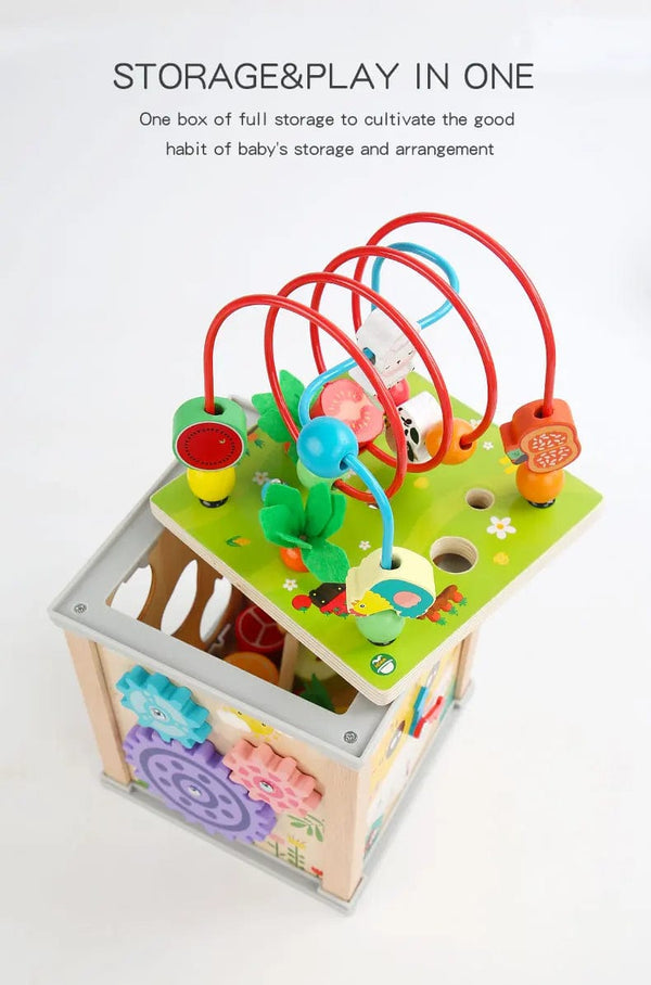 Planet Gates Montessori Wooden Children's Toys Multifunction Beaded Treasure Box Preschool Baby Building Blocks Early Education Kids Toys