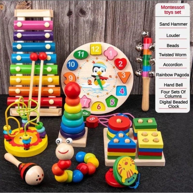 Planet Gates Montessori Wooden Sorting and Stacking Toys Preschool Color Perception Training Action Ability Cultivation Color Matching Game