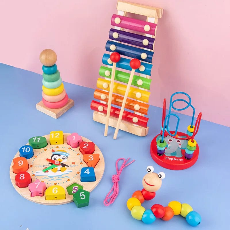 Planet Gates Montessori Wooden Sorting and Stacking Toys Preschool Color Perception Training Action Ability Cultivation Color Matching Game