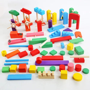 Planet Gates Montessori Wooden Toy Domino Institution Accessories Organ Blocks Set Hand-Eye Coordination Dominoes Games Kids Educational Toy