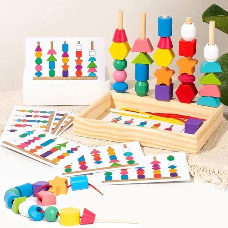 Planet Gates Montessori Wooden Toys Color Shape Matching Puzzle Game Colorful Beaded Color Cognition Early Educational Toys Gift for Children