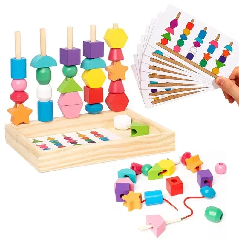 Planet Gates Montessori Wooden Toys Color Shape Matching Puzzle Game Colorful Beaded Color Cognition Early Educational Toys Gift for Children