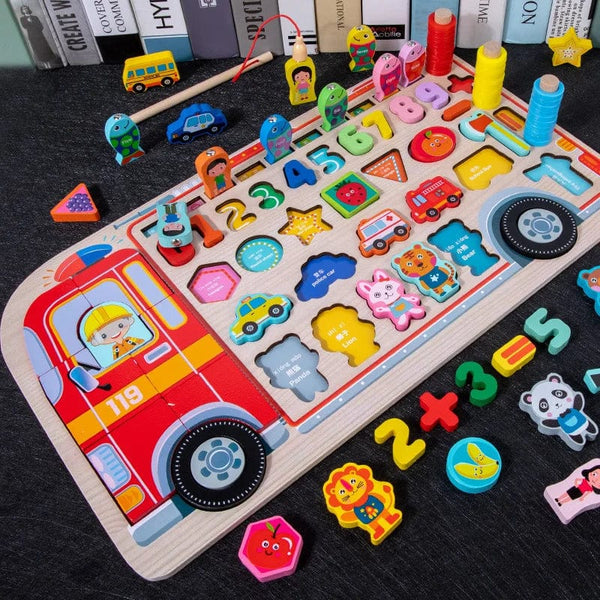 Planet Gates Montessori Wooden Toys Kids Busy Board Animal Math Fishing Numbers Matching Digital Shape Educational Toys For Children Gifts