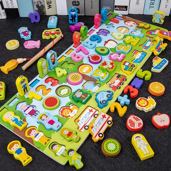 Planet Gates Montessori Wooden Toys Kids Busy Board Animal Math Fishing Numbers Matching Digital Shape Educational Toys For Children Gifts