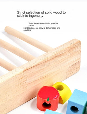Planet Gates Montessori Wooden Toys Stacks Blocks Puzzle Game Colorful Beaded Fruit Color Shape Matching Early Educational Toys Gift for Kids