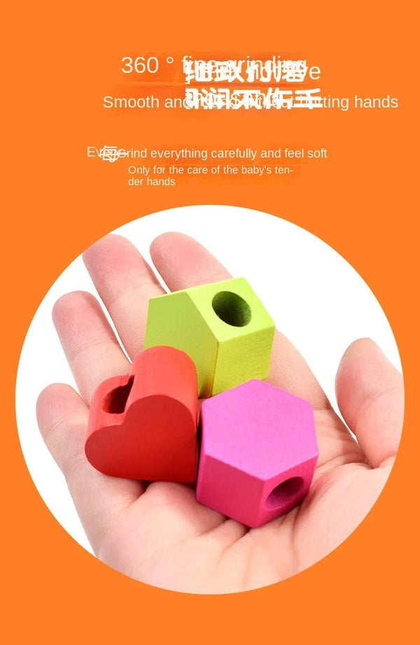 Planet Gates Montessori Wooden Toys Stacks Blocks Puzzle Game Colorful Beaded Fruit Color Shape Matching Early Educational Toys Gift for Kids