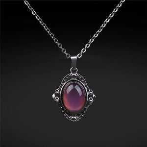 Planet Gates Mood Necklaces Retro Palace Elliptic Jewelry Pendant Necklace Temperature Control Color Change Necklace Stainless Steel Chain