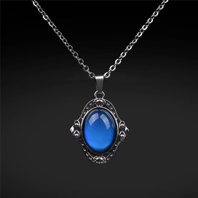 Planet Gates Mood Necklaces Retro Palace Elliptic Jewelry Pendant Necklace Temperature Control Color Change Necklace Stainless Steel Chain