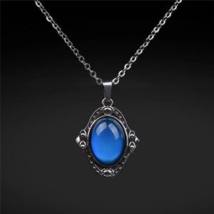 Planet Gates Mood Necklaces Retro Palace Elliptic Jewelry Pendant Necklace Temperature Control Color Change Necklace Stainless Steel Chain