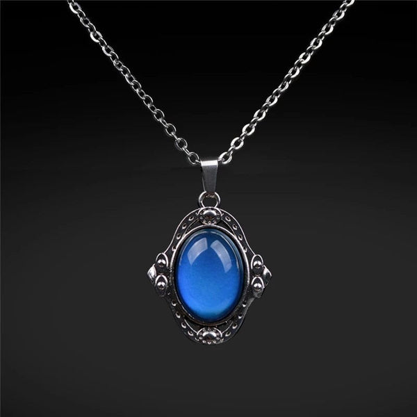 Planet Gates Mood Necklaces Retro Palace Elliptic Jewelry Pendant Necklace Temperature Control Color Change Necklace Stainless Steel Chain