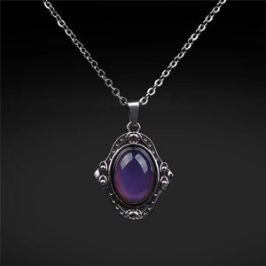 Planet Gates Mood Necklaces Retro Palace Elliptic Jewelry Pendant Necklace Temperature Control Color Change Necklace Stainless Steel Chain