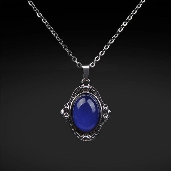 Planet Gates Mood Necklaces Retro Palace Elliptic Jewelry Pendant Necklace Temperature Control Color Change Necklace Stainless Steel Chain