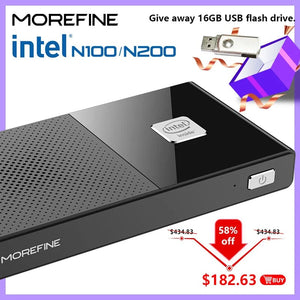 Planet Gates MOREFINE M6 Mini PC 12th Gen Intel N100/N200 Windows 11Pro DDR5 2933MHz NVMe SSD Pocket Computer PC HDMI2.0 4K@60Hz WiFi 6 BT5.2