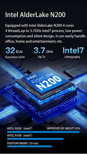 Planet Gates MOREFINE M6 Mini PC 12th Gen Intel N100/N200 Windows 11Pro DDR5 2933MHz NVMe SSD Pocket Computer PC HDMI2.0 4K@60Hz WiFi 6 BT5.2