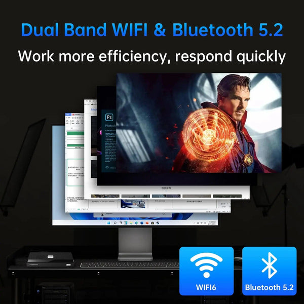 Planet Gates MOREFINE M6 Mini PC 12th Gen Intel N100/N200 Windows 11Pro DDR5 2933MHz NVMe SSD Pocket Computer PC HDMI2.0 4K@60Hz WiFi 6 BT5.2