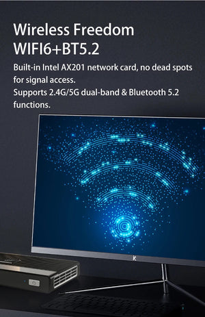 Planet Gates MOREFINE M6 Mini PC 12th Gen Intel N100/N200 Windows 11Pro DDR5 2933MHz NVMe SSD Pocket Computer PC HDMI2.0 4K@60Hz WiFi 6 BT5.2