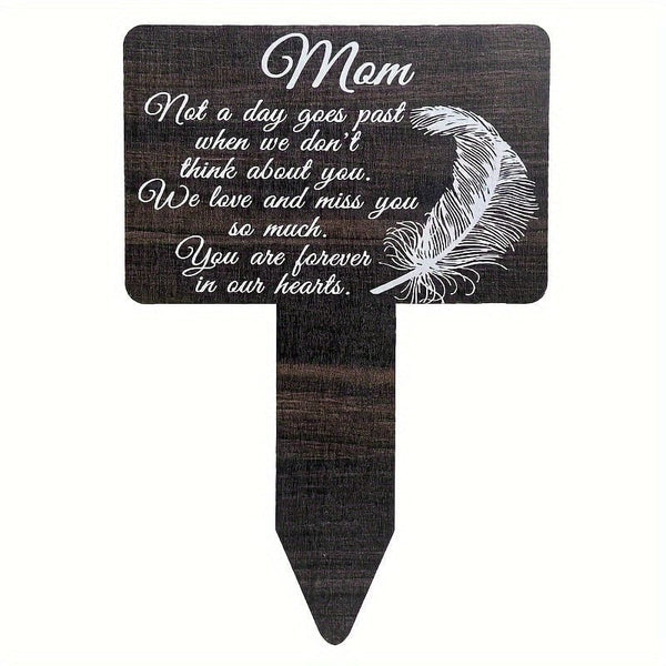 Planet Gates Mother Inserts Cards 1 Piece Wooden Texture Card, Used For Father And Mother's Cemetery Commemoration, Outdoor Courtyard Cemetery Decoration, Cemetery Memorial Plaque, Loved Ones Memorial Card, Black Card Condolences Cemetery Pile