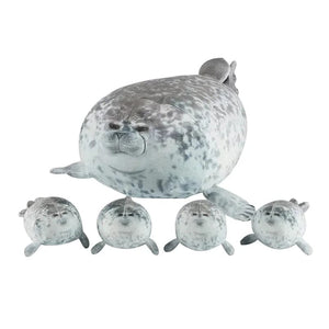 Planet Gates mother with 4 son / 40cm 40cm Mother and son Seal five-piece plush toy Seal zipper toy for boys and girls Christmas Halloween gifts