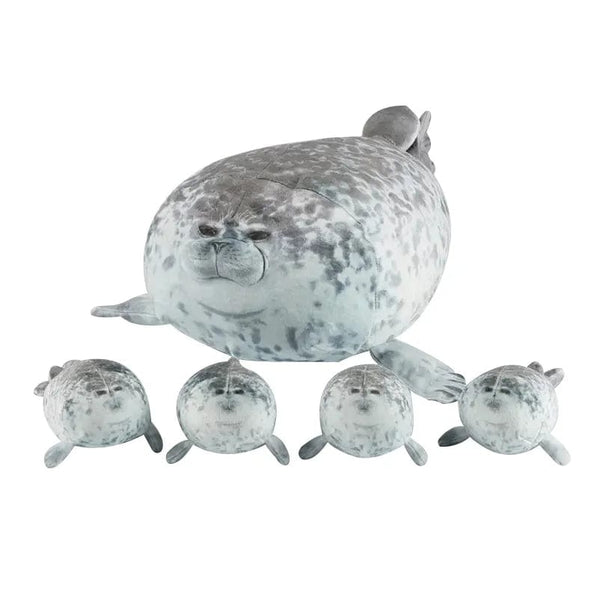 Planet Gates mother with 4 son / 40cm 40cm Mother and son Seal five-piece plush toy Seal zipper toy for boys and girls Christmas Halloween gifts