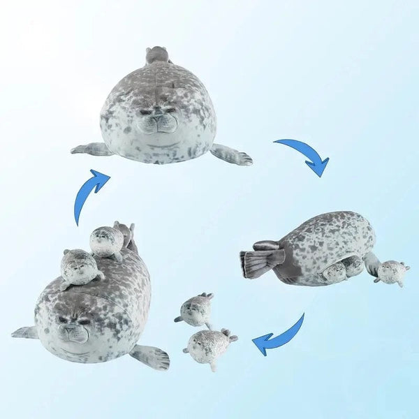 Planet Gates mother with 4 son / 40cm 40cm Mother and son Seal five-piece plush toy Seal zipper toy for boys and girls Christmas Halloween gifts