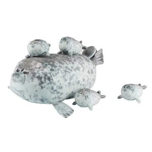 Planet Gates mother with 4 son / 40cm 40cm Mother and son Seal five-piece plush toy Seal zipper toy for boys and girls Christmas Halloween gifts