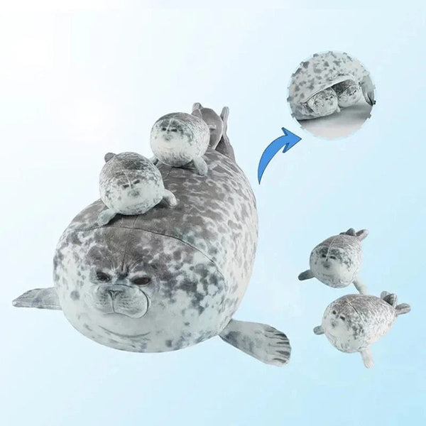 Planet Gates mother with 4 son / 40cm 40cm Mother and son Seal five-piece plush toy Seal zipper toy for boys and girls Christmas Halloween gifts