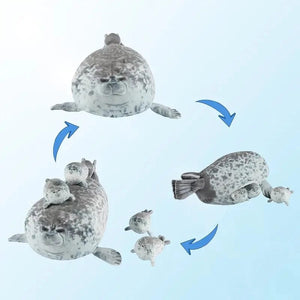 Planet Gates mother with 4 son / 40cm 40cm Mother and son Seal five-piece plush toy Seal zipper toy for boys and girls Christmas Halloween gifts