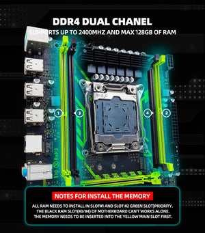 Planet Gates Motherboard+CPU+RAM ZSUS X99-8D4 Motherboard Set Kit With LGA2011-3 Xeon E5 2650 V4 CPU DDR4 16GB (1*16GB) 2133MHZ RAM Memory NVME M.2 SATA
