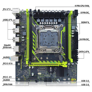 Planet Gates Motherboard+CPU+RAM ZSUS X99-8D4 Motherboard Set Kit With LGA2011-3 Xeon E5 2650 V4 CPU DDR4 16GB (1*16GB) 2133MHZ RAM Memory NVME M.2 SATA