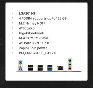 Planet Gates Motherboards QIYIDA X99 motherboard D4 LGA 2011 3 with M.2 slot Support X99 C612chip DDR4 Memory SATA3.0 USB3.0 PCI16X