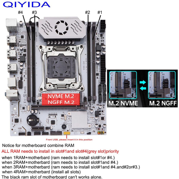 Planet Gates Motherboards QIYIDA X99 motherboard D4 LGA 2011 3 with M.2 slot Support X99 C612chip DDR4 Memory SATA3.0 USB3.0 PCI16X