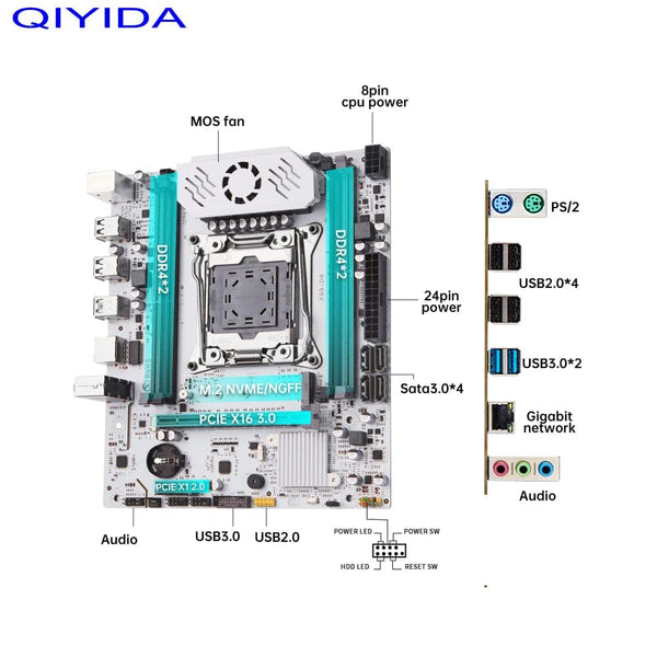 Planet Gates Motherboards QIYIDA X99 motherboard D4 LGA 2011 3 with M.2 slot Support X99 C612chip DDR4 Memory SATA3.0 USB3.0 PCI16X
