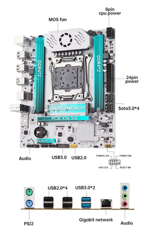 Planet Gates Motherboards QIYIDA X99 motherboard D4 LGA 2011 3 with M.2 slot Support X99 C612chip DDR4 Memory SATA3.0 USB3.0 PCI16X