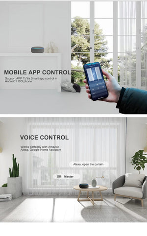 Planet Gates Motor with 4.8m Rail / Open to Left Cheap Tuya 3 Generation Shorter WiFi Curtain Motor Electric Track Rail Rod Automatic System Smart Home Curtains Remote Control