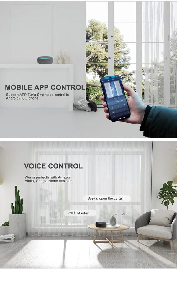 Planet Gates Motor with 4.8m Rail / Open to Left Cheap Tuya 3 Generation Shorter WiFi Curtain Motor Electric Track Rail Rod Automatic System Smart Home Curtains Remote Control