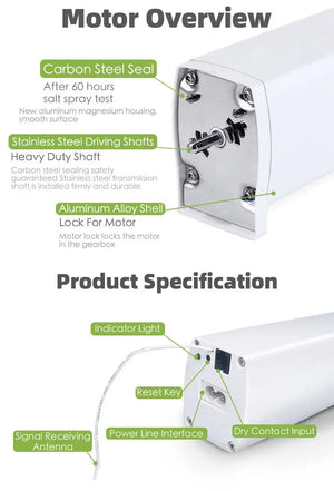 Planet Gates Motor with 4.8m Rail / Open to Left Cheap Tuya 3 Generation Shorter WiFi Curtain Motor Electric Track Rail Rod Automatic System Smart Home Curtains Remote Control